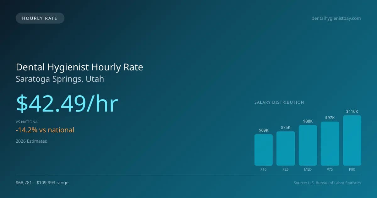 Dental Hygienist Hourly Rate in Saratoga Springs, UT — 2026 est., based on 2025 BLS